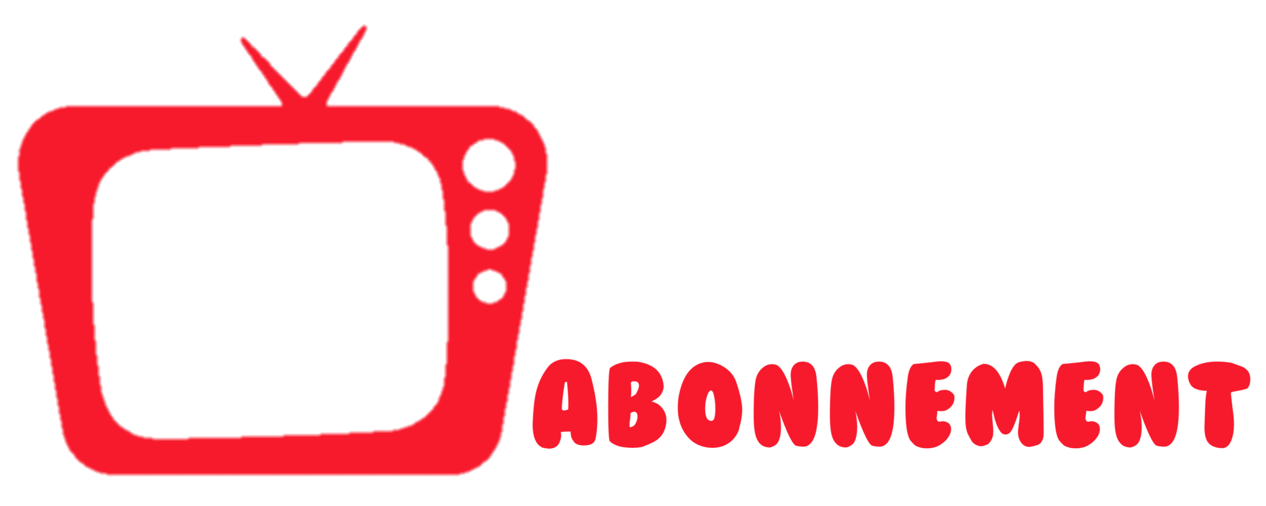 Red TV icon with a play button on the screen, next to the text IPTV ABONNEMENT where IPTV is in white and ABONNEMENT is in bold red letters.